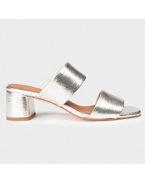 Mules en Cuir Gilda argentées - Talon 4.5 cm