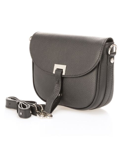 Sac bandoulière en Cuir Bela noir - 20x6x16 cm