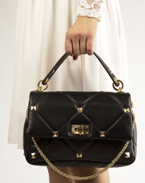 Sac à main en Cuir Kylie noir - 26x8x18 cm