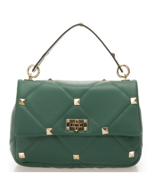 Sac à main en Cuir Kylie vert - 26x8x18 cm