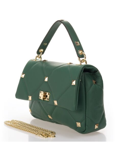 Sac à main en Cuir Kylie vert - 26x8x18 cm