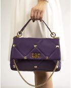 Sac à main en Cuir Kylie violet - 26x8x18 cm