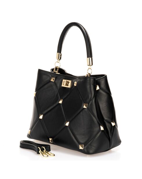 Sac à main en Cuir Carola noir - 27x17x21 cm