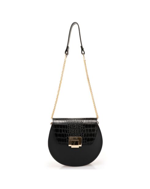 Sac bandoulière en Cuir Carolyn noir - 21x7x19 cm