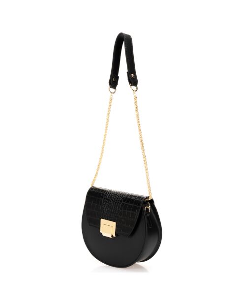 Sac bandoulière en Cuir Carolyn noir - 21x7x19 cm