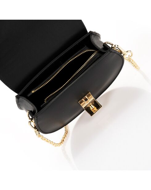 Sac bandoulière en Cuir Carolyn noir - 21x7x19 cm