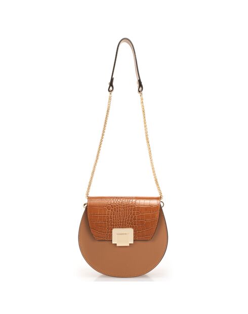 Sac bandoulière en Cuir Carolyn cognac - 21x7x19 cm