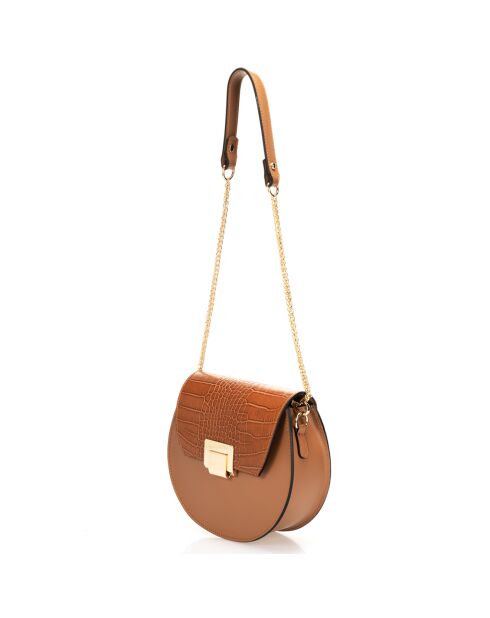 Sac bandoulière en Cuir Carolyn cognac - 21x7x19 cm