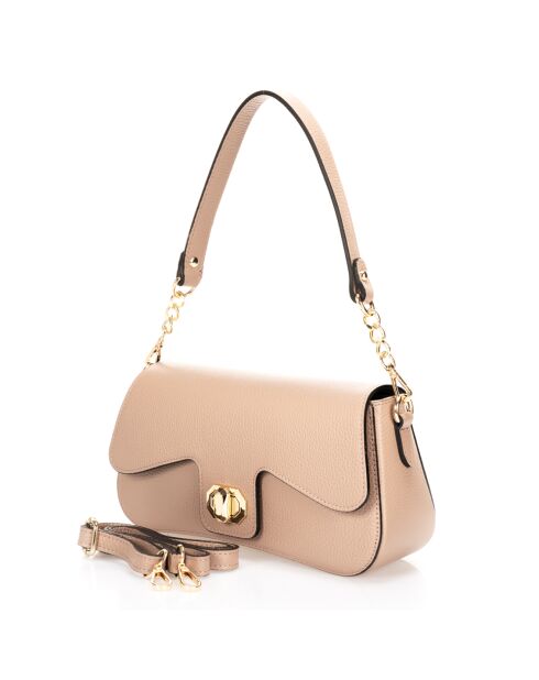 Sac porté épaule en Cuir Alma poudre - 27x8x15 cm