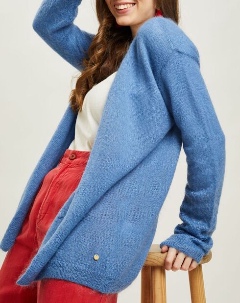 Gilet en Mohair mélangé Victoria motifs ajourés jacinthe