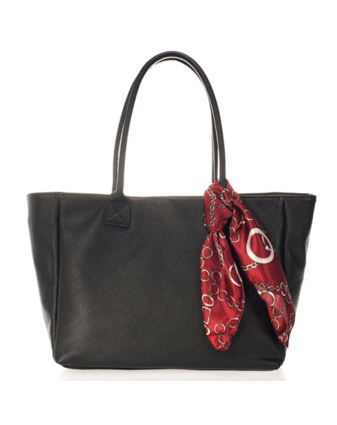 Cabas en Cuir Daphne noir - 35x16x27 cm