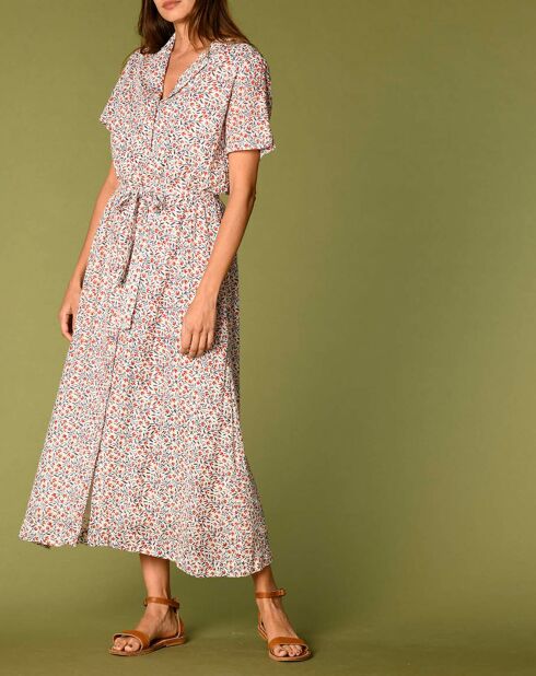 Robe Laura imprimée écru/groseille