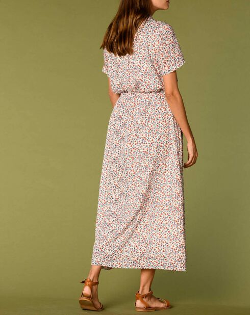 Robe Laura imprimée écru/groseille
