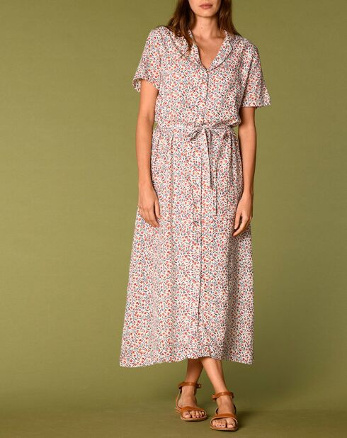 Robe Laura imprimée écru/groseille