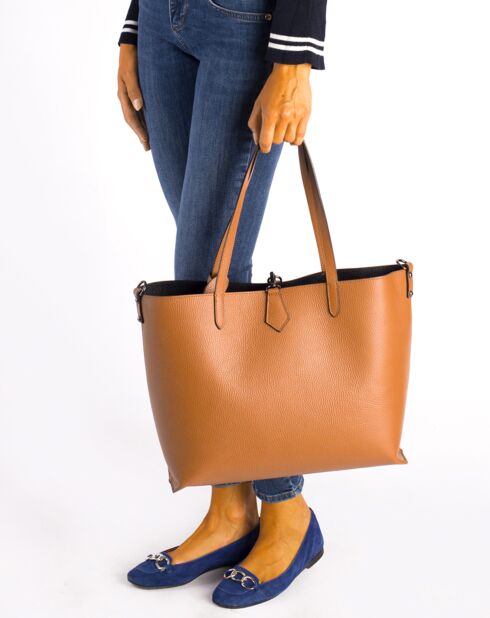 Cabas en Cuir Niobe cognac - 16x13x23 cm