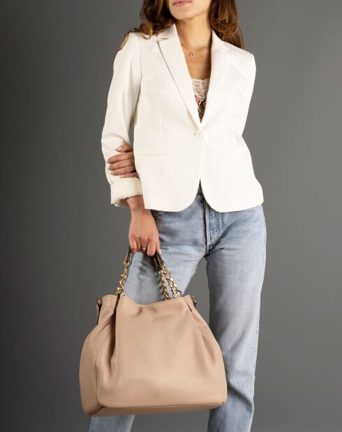 Sac à main en Cuir Helen poudre - 33x16x28 cm