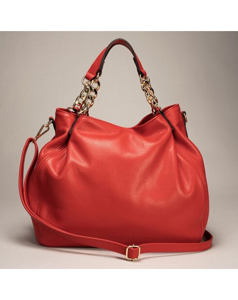 Sac à main en Cuir Helen rouge - 33x16x28 cm