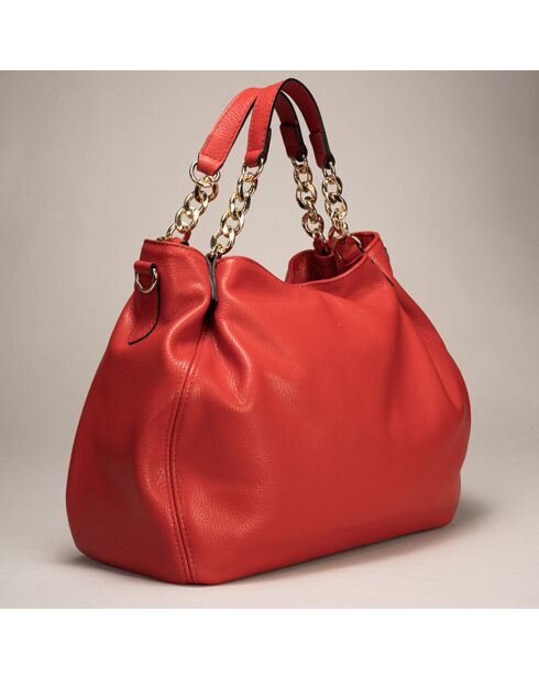 Sac à main en Cuir Helen rouge - 33x16x28 cm