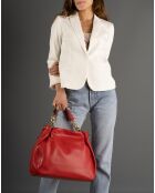 Sac à main en Cuir Helen rouge - 33x16x28 cm