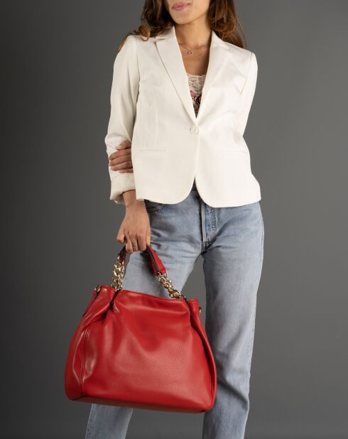 Sac à main en Cuir Helen rouge - 33x16x28 cm