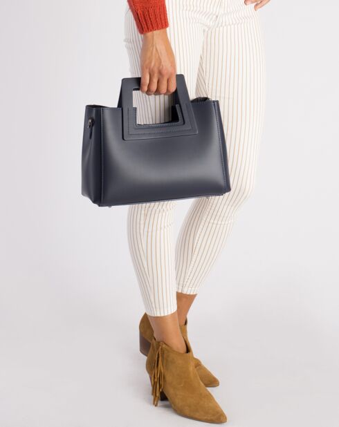 Sac à main en Cuir Anthea bleu - 32x11x20 cm