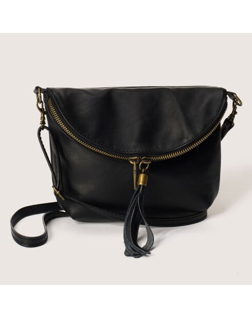 Sac bandoulière en Cuir Agata noir - 24x4x18 cm