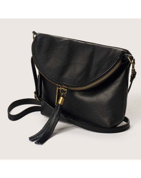 Sac bandoulière en Cuir Agata noir - 24x4x18 cm
