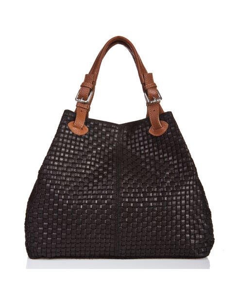 Sac à main en Cuir Aria noir - 34x17x30 cm