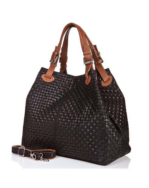 Sac à main en Cuir Aria noir - 34x17x30 cm