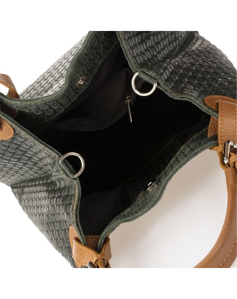 Sac à main en Cuir Aria vert foncé - 34x17x30 cm