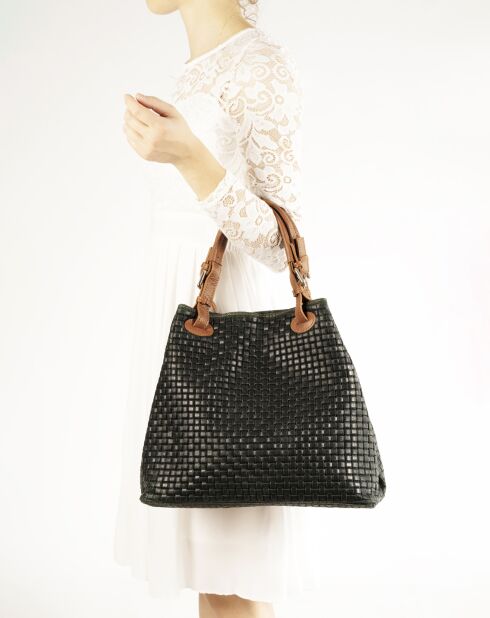 Sac à main en Cuir Aria vert foncé - 34x17x30 cm