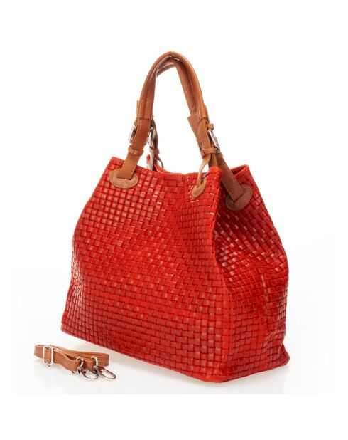 Sac à main en Cuir Aria rouge - 34x17x30 cm
