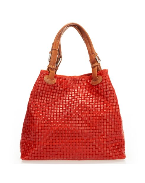 Sac à main en Cuir Aria rouge - 34x17x30 cm