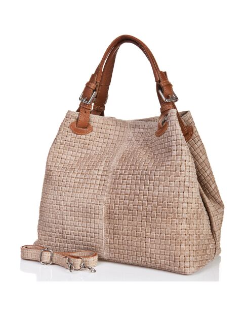 Sac à main en Cuir Aria taupe - 34x17x30 cm