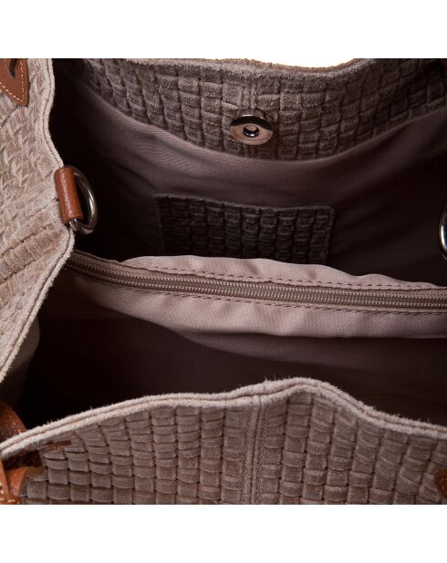 Sac à main en Cuir Aria taupe - 34x17x30 cm