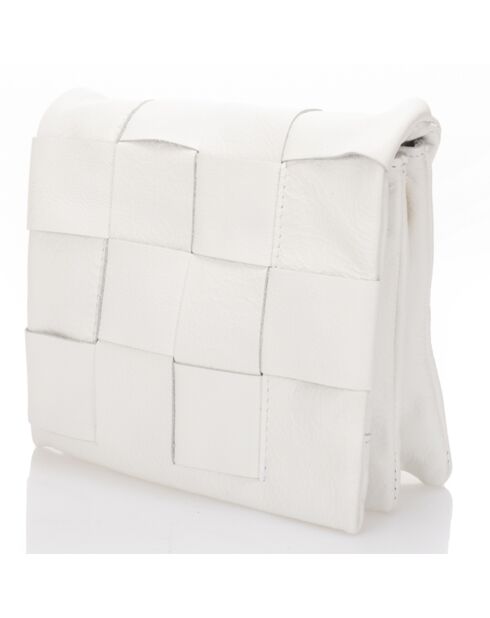 Sac bandoulière en Cuir Mia blanc - 23x5x17 cm