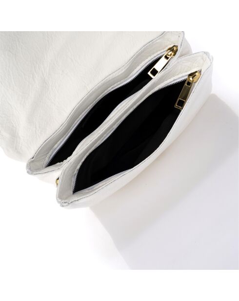 Sac bandoulière en Cuir Mia blanc - 23x5x17 cm
