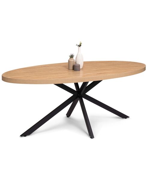 Table repas ovale Spider bois/noir - 200x90x75 cm