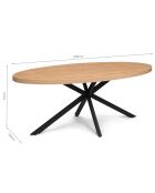 Table repas ovale Spider bois/noir - 200x90x75 cm