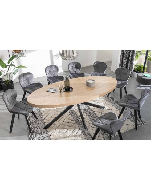 Table repas ovale Spider bois/noir - 200x90x75 cm