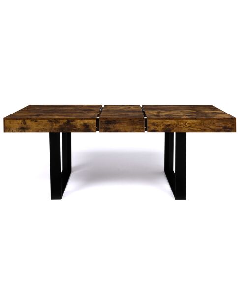 Table à Manger Extensible Brixton bois vieilli/noir - 160-200x80x75 cm