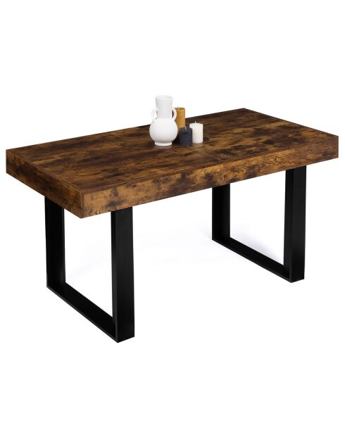 Table à Manger Extensible Brixton bois vieilli/noir - 160-200x80x75 cm