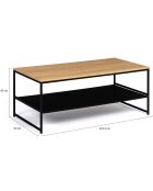 Table Basse Liverpool Double Plateau bois/noir - 113.5x60x45 cm