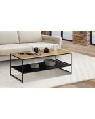 Table Basse Liverpool Double Plateau bois/noir - 113.5x60x45 cm