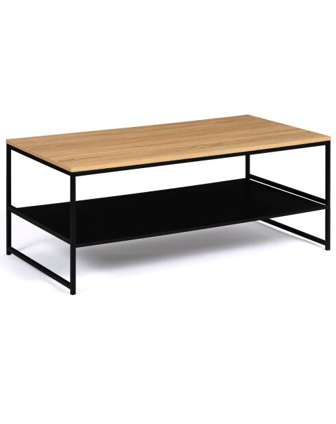 Table Basse Liverpool Double Plateau bois/noir - 113.5x60x45 cm