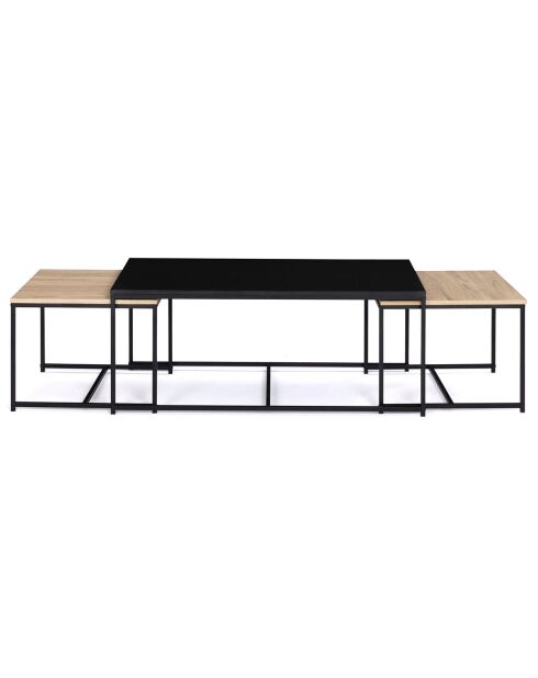 3 Tables Basses Gigognes Liverpool bois/noir