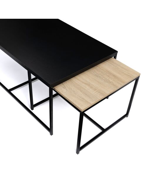 3 Tables Basses Gigognes Liverpool bois/noir