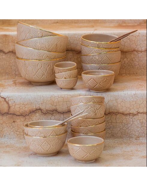 Petit bol rond en Céramique Empreinte sable - D.12x7 cm