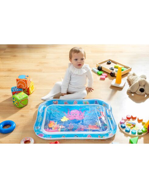 Tapis de jeu à eau gonflable pour bébé Wabbly  bleu/transparent - 64x50 cm