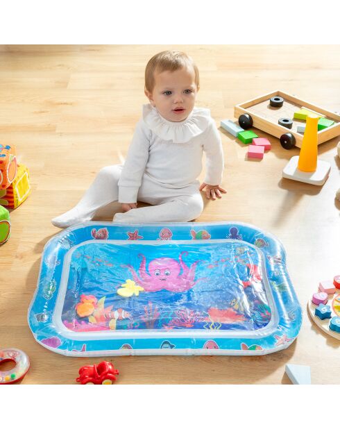 Tapis de jeu à eau gonflable pour bébé Wabbly  bleu/transparent - 64x50 cm